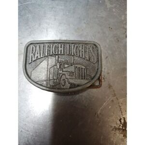 1970s Vintage Raleigh Lights Cigarettes Tobacco Semi Truck Truckin Belt Buckle